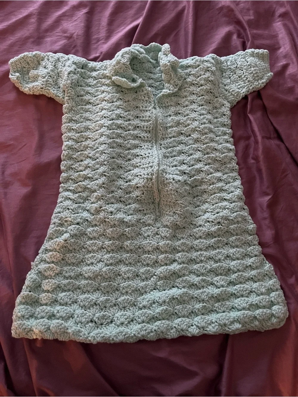 Hand Crochet Vintage Baby Bunting with Hat